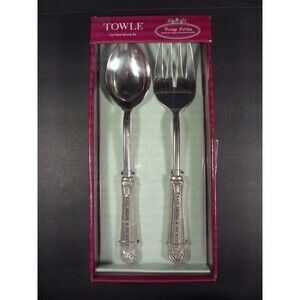 Towle Vintage Holiday Eat, Drink & Be Merry Silverplate 2 Pc. Serving Set